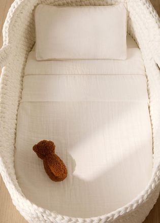 Mango Set lenzuolo superiore e cuscino mini culla cotone raso bianco - Home - 75x100cm - MANGO HOME