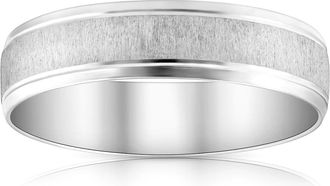 Pompeii3 Mens 6mm 14K White Gold Comfort Fit Wedding Band Ring Size Selectable