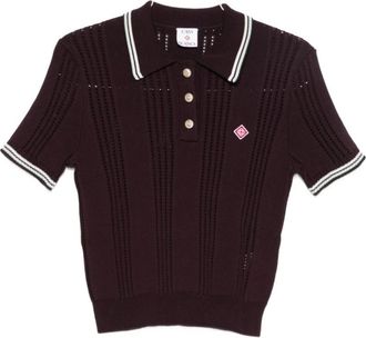 Casablanca Gestreepte Polo Paars Korte Mouw - Dames - Polos - Paars - M - Tops
