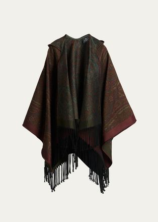 Etro Paisley Wool-Blend Jacquard Hooded Cape