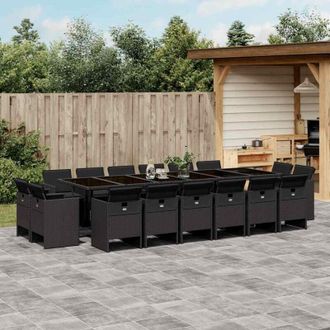 vidaXL Set De Muebles Jard&iacute;n 17 Pzas Con Cojines Rat&aacute;n Sint&eacute;tico Negro Vidaxl