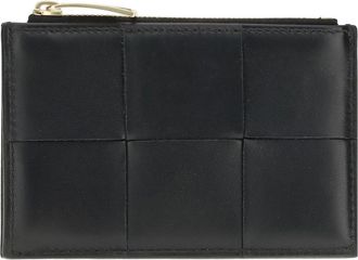 Bottega Veneta Womens Card Holder Lambskin Black-Gold Wallets & Purses Black/gold