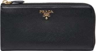 Prada Black Leather Long Wallet (Bi-Fold) (Pre-Owned)