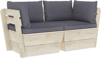 vidaXL Sof&aacute; De Palets De Jard&iacute;n 2 Plazas Con Cojines Madera De Abeto Vidaxl