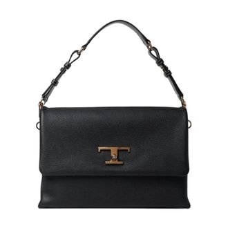 Tod's Cross Body Bags, female, Black, ONE SIZE, Leather Flap Shoulder Bag