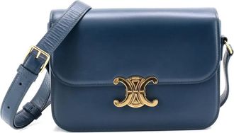 Celine Triomphe Shoulder Bag Smooth Calfskin Medium crossbody bag - Blu
