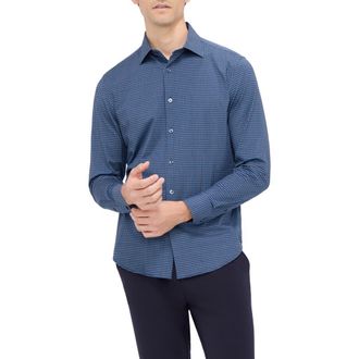 Bugatchi Jimmy OoohCotton Geo Print Button-Up Shirt in Navy at Nordstrom, Size Xxx-Large