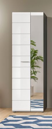 Inosign Garderobenschrank »Rumba, Höhe 192 cm, 1 Hochglanz Tür, 1 Spiegeltür, 4 Einlegeböden,« 1 Kleiderstange, Stauraumschrank, Flurschrank, Flurmöbel