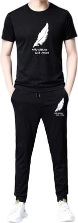 Generic Mens Pyjamas Two-Piece Nightwear Short Sleeve Shirt and Lounge Trousers with V Neck Mens Pyjama Set Fashion Long Sleeve T-Shirt Summer Tracksuit Joggi