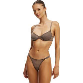 Cotton On Womens Sutton Sheer Underwire Bra in Rosy Micro Check Floral at Nordstrom, Size 34A