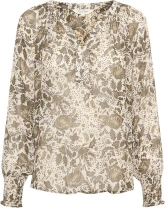 Part Two Dusky Green Fleur Print Blouse - Dames - Blouses - Veelkleurig - L - Overhemden