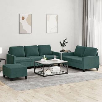 vidaXL Juego De Sof&aacute;s Con Cojines 3 Piezas Terciopelo Verde Oscuro Vidaxl