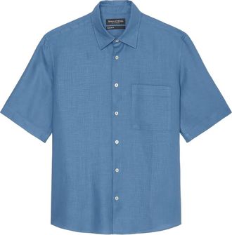 Marc O'Polo short-sleeve button-up shirt - men - Linen/Flax - L - Blue