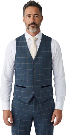 PAUL ANDREW Marineblauwe tweed gilet voor heren met visgraatmotief - Harris