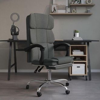 vidaXL Furniture Limited - Silla De Oficina Reclinable De Tela Gris