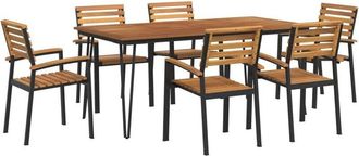 vidaXL vidaXL 7 Piece Garden Dining Set Solid Wood Acacia and Metal