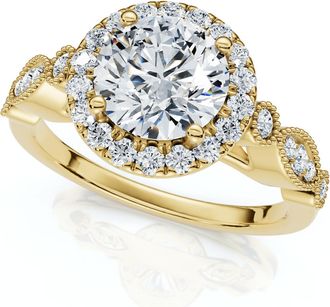 Pompeii3 Certified 1 1/3Ct Diamond Round Engagement Ring 14k Gold or Platinum Lab Grown