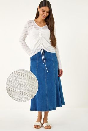 Roman Sequin Tie Front Knitted Top