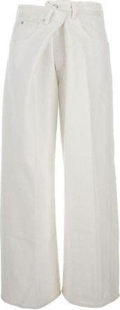 A Gold E Wide-Leg White Denim Jeans With Classic 5-Pocket Design