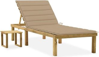 vidaXL Vidaxl - Tumbona De Jard&iacute;n Con Mesa Y Coj&iacute;n De Madera De Pino Impregnada