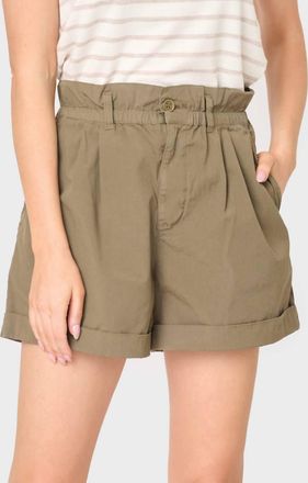 Sanctuary Elastic Waist Cuffed Short In Light Burnt Olive