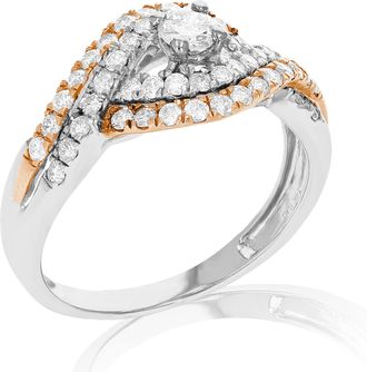 Vir Jewels 1 cttw Diamond Wedding Engagement Ring Set 14K White Pink Gold Curve Bridal