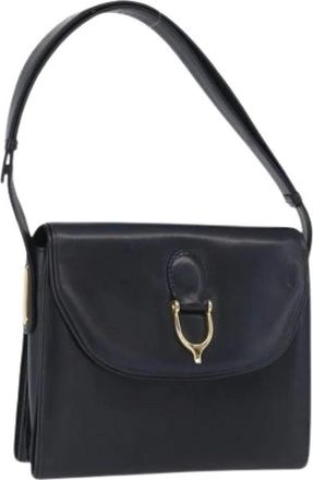 Gucci Pre-owned Shoulder Bags, female, Blue, Size: ONE SIZE Pre-owned Vintage Leather Shoulder Bag