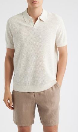 Treasure & Bond Short Sleeve Johnny Collar Polo Sweater in Ivory Egret at Nordstrom Rack, Size Xx-Large