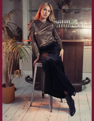 Nooki Design Womens Heather Metallic Top In Gold - Size: 10/8