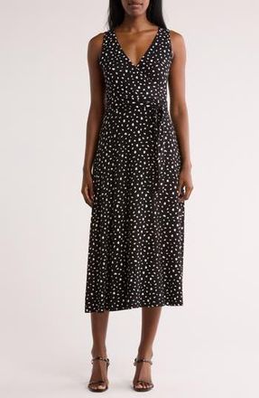 Loveappella Wrap Midi Dress in Black/White at Nordstrom Rack, Size X-Large