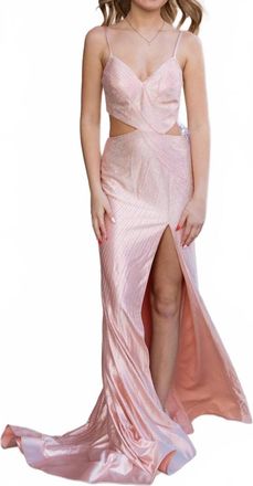 Sherri Hill Fitted Hot Fix Prom Dress In Pink