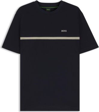 BOSS Cotton T-shirt with logo and stripe