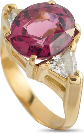 Luxury Bazaar 18K Yellow Gold 0.80ct Diamond and Spinel Ring MF15-051326