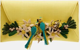 Aquazzura Birdsong Small raffia clutch