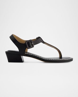 Bernardo Goya Leather T-Strap Low Sandals