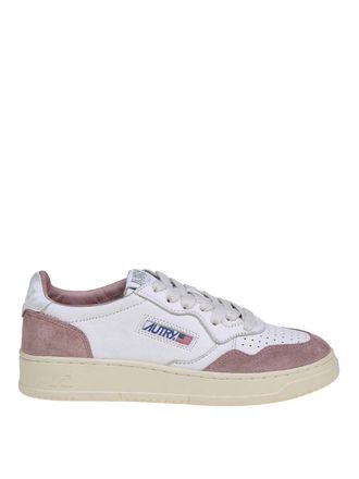 Autry white and nude leather and suede sneakers