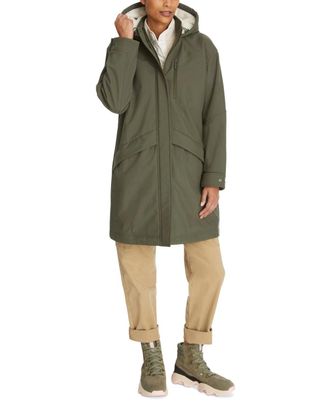 G.H. Bass & Co. Bass Outdoor Stadium Parka Jacket Womens Green Long Sleeve Hooded KFC630