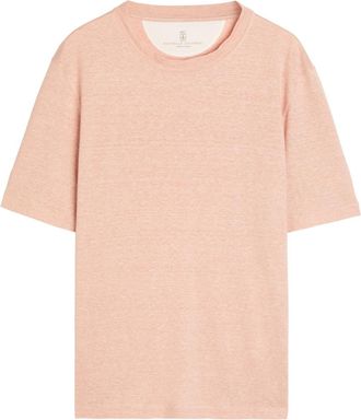 Brunello Cucinelli Linen and Cotton-blend T-shirt - Peach - XL