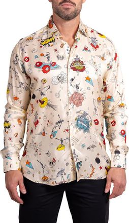 Maceoo Fibonacci Ascension Contemporary Fit Button-Up Shirt in Ivory at Nordstrom, Size 2