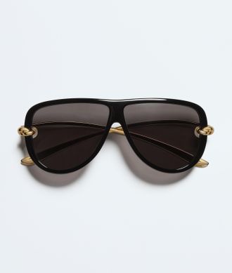Bottega Veneta Knot Aviator Sunglasses - Black - Unisex - U