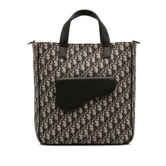 Dior Pre-owned Dior Oblique Canvas and Leather Saddle Tote Ladies DE50CN430988M1ML