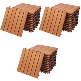 Deuba Set De 33 Baldosas De Madera De Eucalipto - 30 X 30 Cm