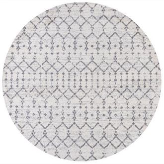 Jonathan Y Designs Moroccan HYPE Boho Vintage Diamond Round Area Rug in Cream/gray at Nordstrom, Size 3Ft 0In X 3Ft 0In