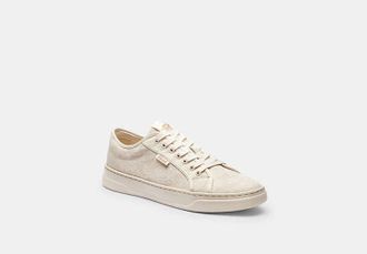 Coach Womens Canvas Sneaker in White, Size 7.5