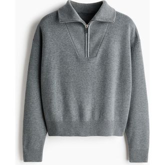 H&M Zip-top Jumper in Gray Melange at Nordstrom, Size Xx-Large