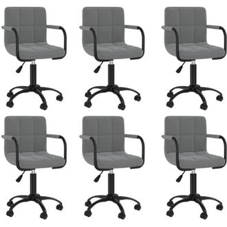 vidaXL Sillas De Comedor Giratorias 6 Unidades Terciopelo Gris Oscuro Vidaxl