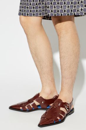 Lanvin Leather Sandals, Mens, Brown