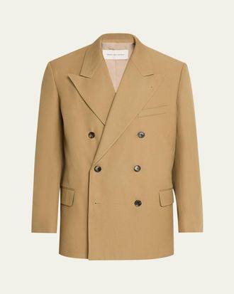 Dries Van Noten Mens Cotton Peak Lapel Double-Breasted Sport Coat