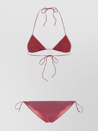 Os&eacute;ree shimmering triangle bikini with adjustable halter straps