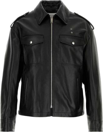 Alexander McQueen Moderne Zwarte Leren Jas - Heren - Leren en Su&egrave;de Jassen - Zwart - M - Jassen